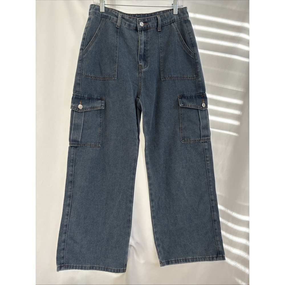 Cider Jeans Womens Size L Blue  Denim High Waist Wide‎ Leg Soft Pockets Y2K